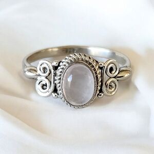 NEW 925 Sterling Silver Oval Bezel Set Moonstone Ring Size 8.5